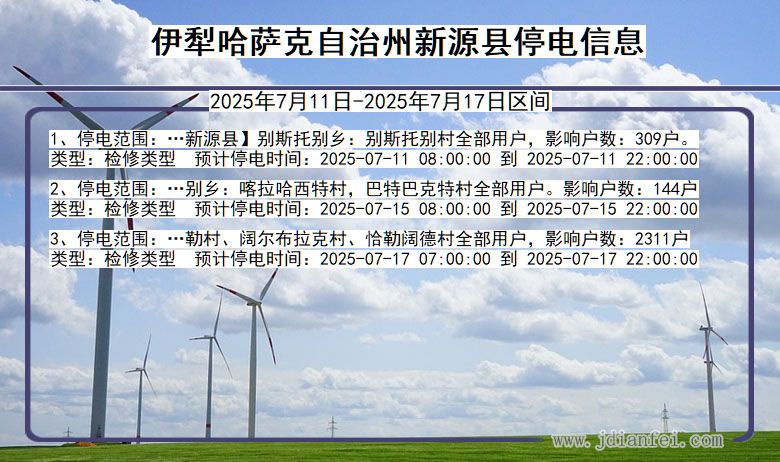 伊犁哈萨克自治州新源停电通知 新疆维吾尔自治区伊犁哈萨克自治州新源停电通知
