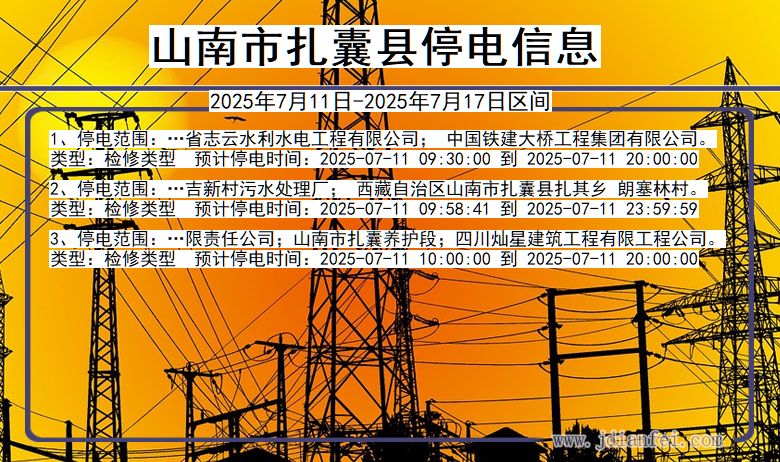 西藏自治区山南扎囊停电通知