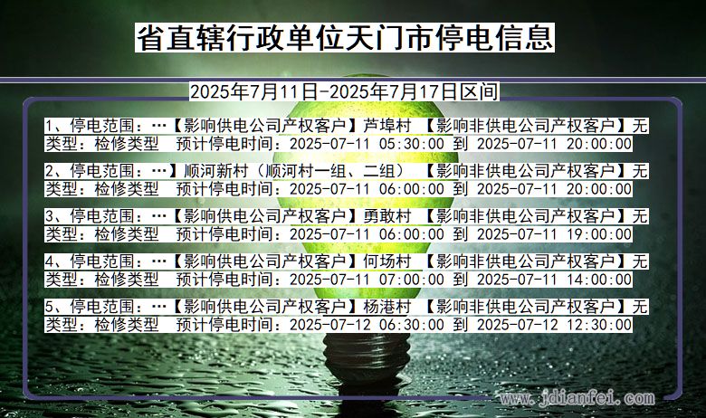 省直辖行政单位天门停电通知 湖北省省直辖行政单位天门停电通知