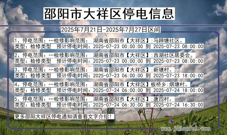 邵阳大祥停电通知 湖南省邵阳大祥停电通知