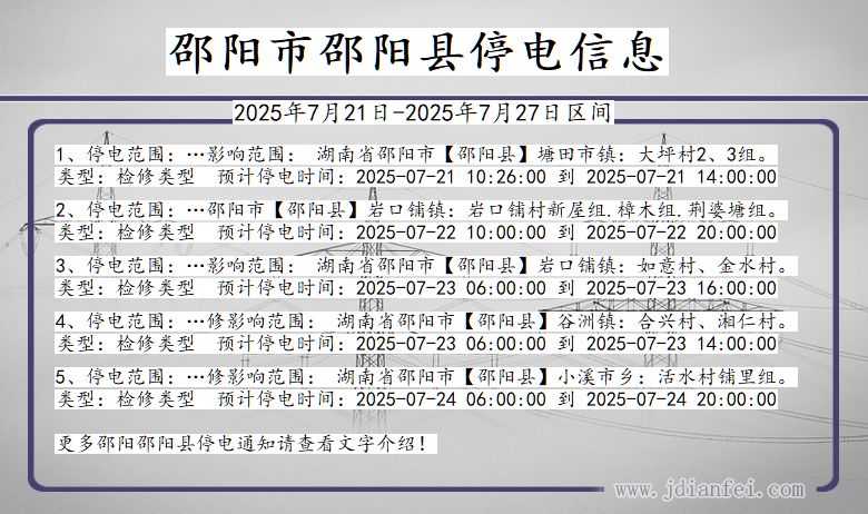 邵阳邵阳停电通知 湖南省邵阳邵阳停电通知