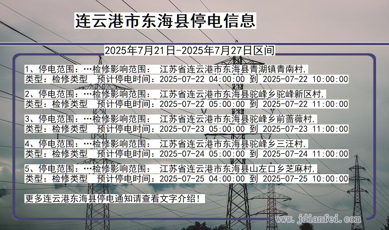 连云港东海停电通知 江苏省连云港东海停电通知
