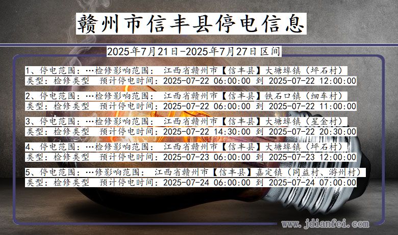 赣州信丰停电通知 江西省赣州信丰停电通知