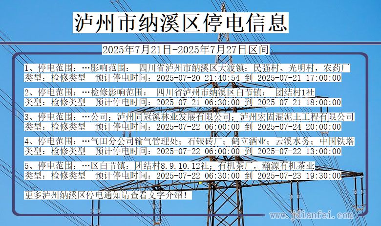 泸州纳溪停电通知 四川省泸州纳溪停电通知
