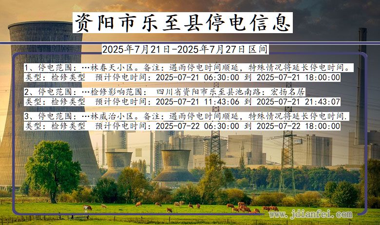 四川省资阳乐至停电通知