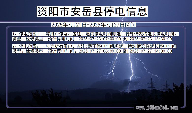 四川省资阳安岳停电通知