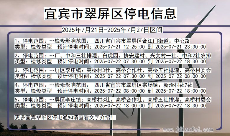 四川省宜宾翠屏停电通知