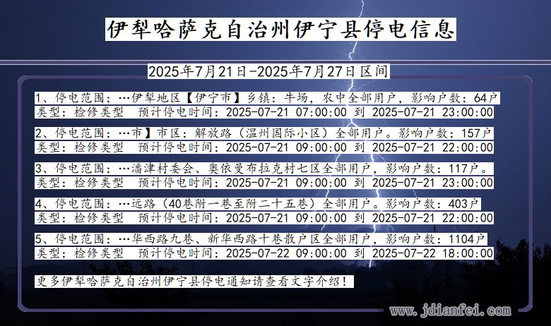 伊犁哈萨克自治州伊宁停电通知 新疆维吾尔自治区伊犁哈萨克自治州伊宁停电通知