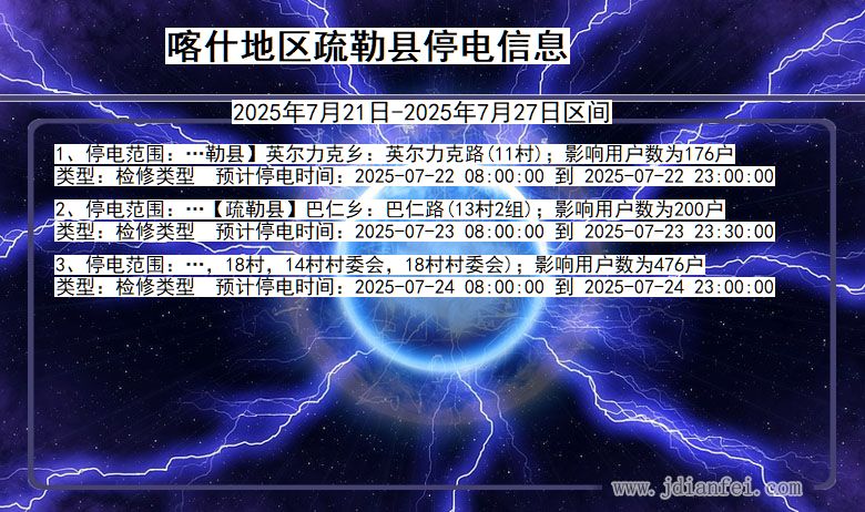 喀什地区疏勒停电通知 新疆维吾尔自治区喀什地区疏勒停电通知