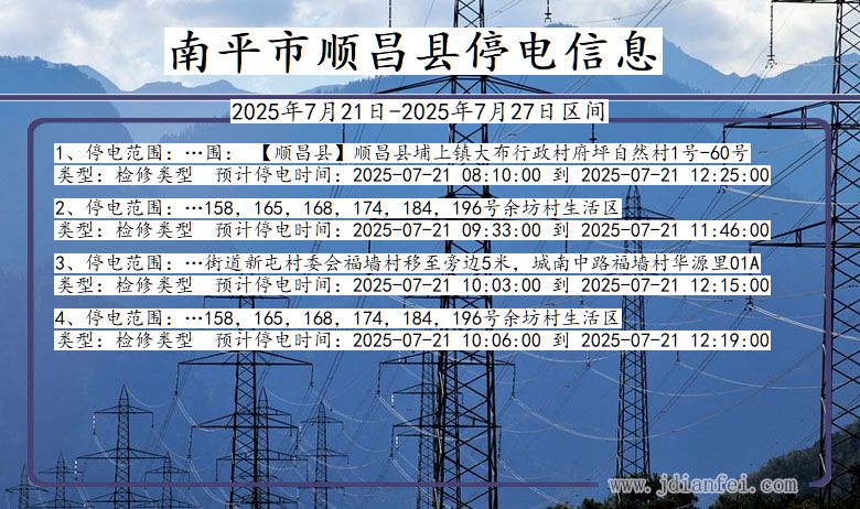 南平顺昌停电通知 福建省南平顺昌停电通知