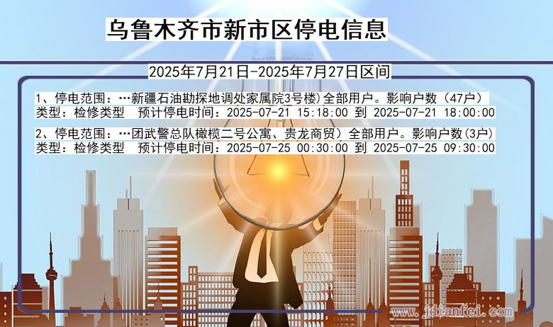乌鲁木齐新市停电通知 新疆维吾尔自治区乌鲁木齐新市停电通知