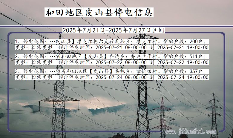 新疆维吾尔自治区和田地区皮山停电通知