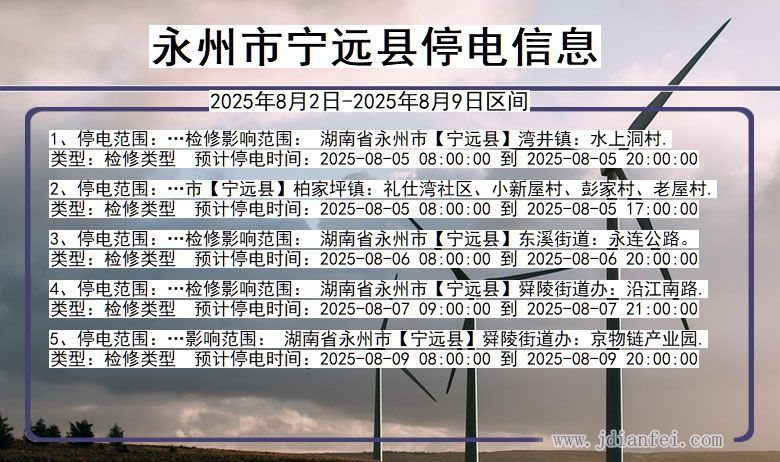 湖南省永州宁远停电通知