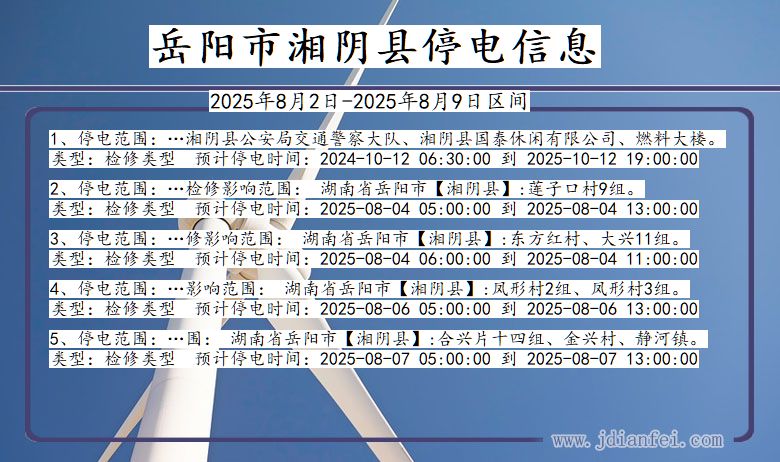 岳阳湘阴停电通知 湖南省岳阳湘阴停电通知