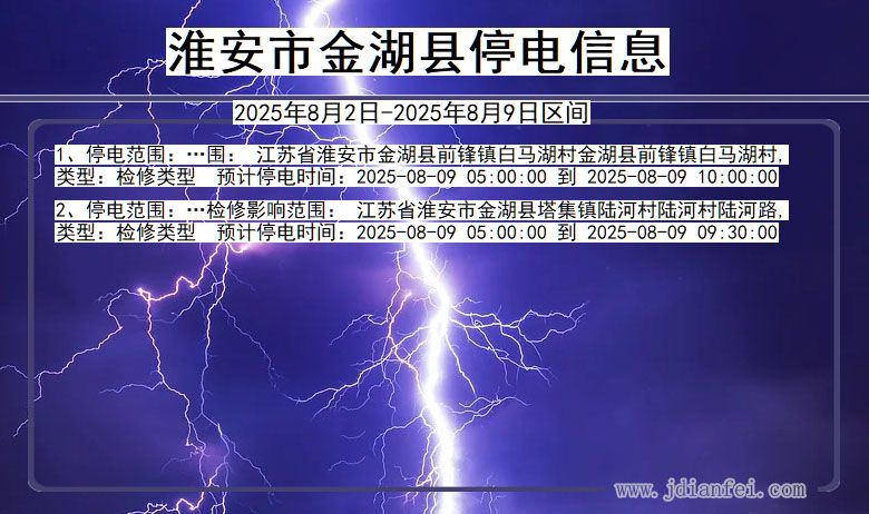 淮安金湖停电通知 江苏省淮安金湖停电通知