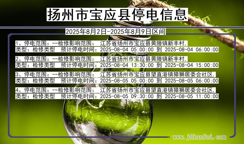 扬州宝应停电通知 江苏省扬州宝应停电通知