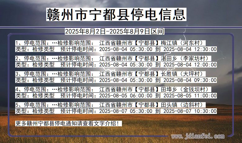 赣州宁都停电通知 江西省赣州宁都停电通知