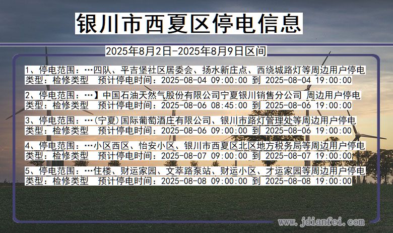 银川西夏停电通知 宁夏回族自治区银川西夏停电通知