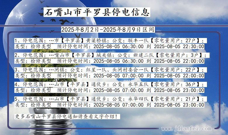 宁夏回族自治区石嘴山平罗停电通知