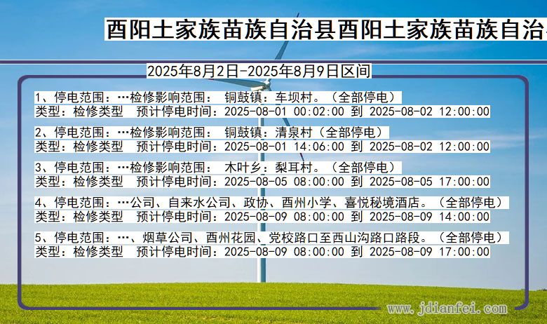 酉阳土家族苗族自治县酉阳土家族苗族自治停电通知 重庆市酉阳土家族苗族自治县酉阳土家族苗族自治停电通知