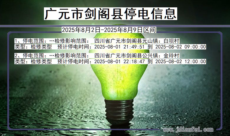 广元剑阁停电通知 四川省广元剑阁停电通知