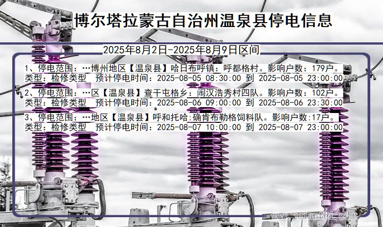 新疆维吾尔自治区博尔塔拉蒙古自治州温泉停电通知