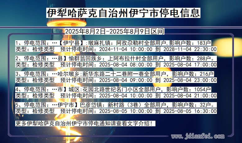 伊犁哈萨克自治州伊宁停电通知 新疆维吾尔自治区伊犁哈萨克自治州伊宁停电通知