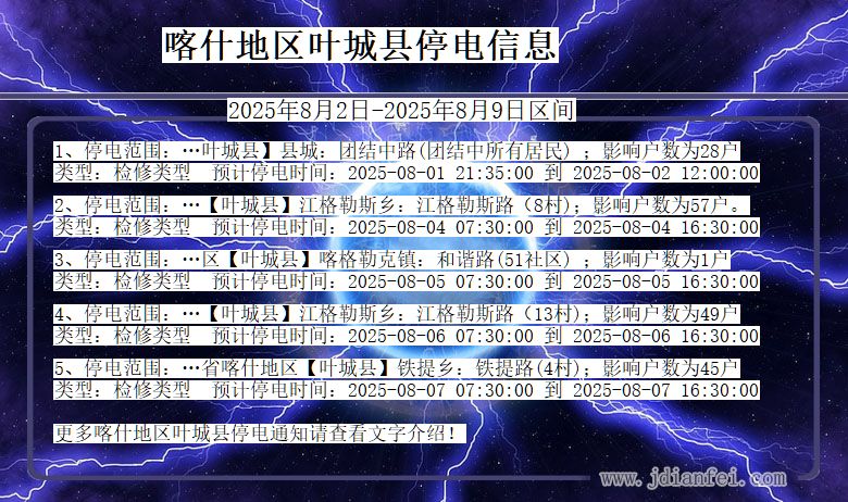 喀什地区叶城停电通知 新疆维吾尔自治区喀什地区叶城停电通知