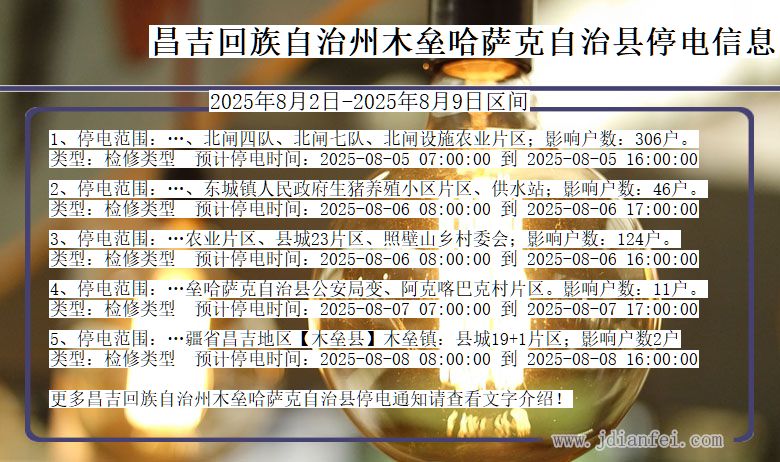 昌吉回族自治州木垒哈萨克自治停电通知 新疆维吾尔自治区昌吉回族自治州木垒哈萨克自治停电通知