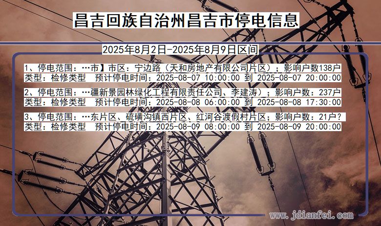 昌吉回族自治州昌吉停电通知 新疆维吾尔自治区昌吉回族自治州昌吉停电通知