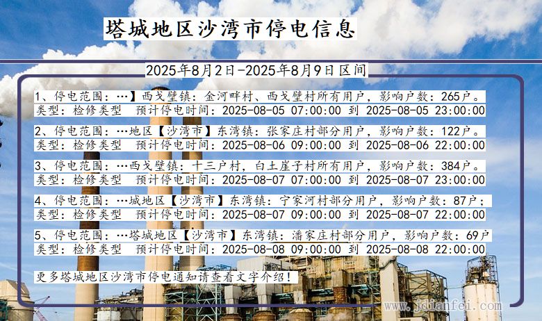 塔城地区沙湾停电通知 新疆维吾尔自治区塔城地区沙湾停电通知