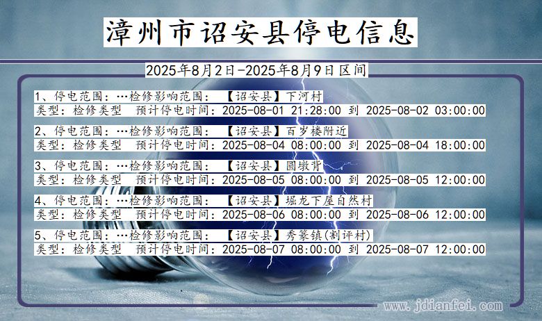 福建省漳州诏安停电通知
