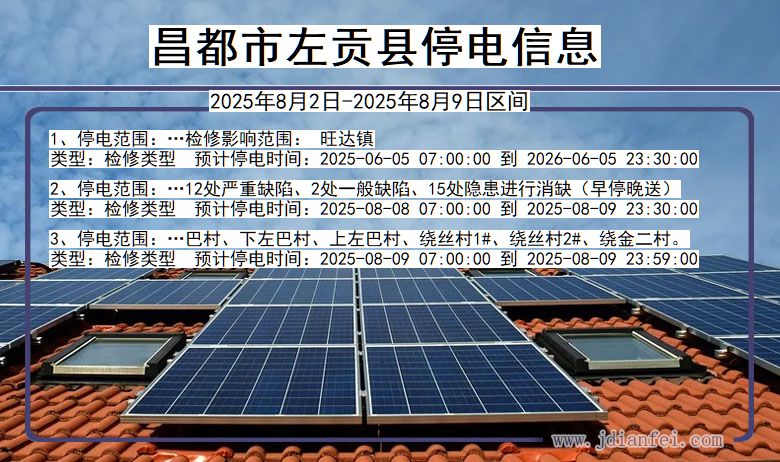 昌都左贡停电通知 西藏自治区昌都左贡停电通知