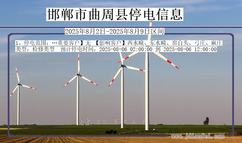 邯郸曲周停电通知 河北省邯郸曲周停电通知