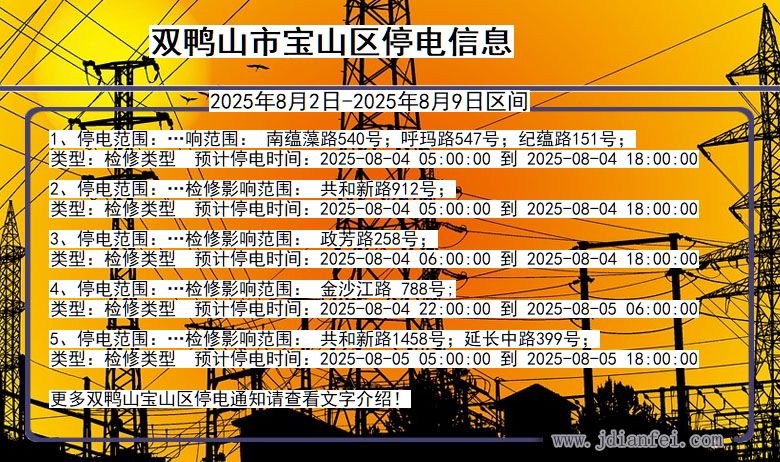 双鸭山宝山停电通知 黑龙江省双鸭山宝山停电通知