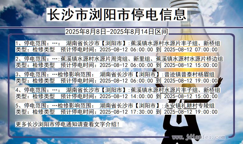 湖南省长沙浏阳停电通知