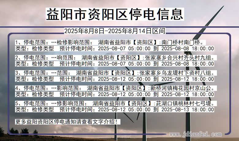 湖南省益阳资阳停电通知