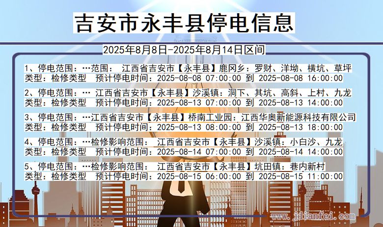 吉安永丰停电通知 江西省吉安永丰停电通知
