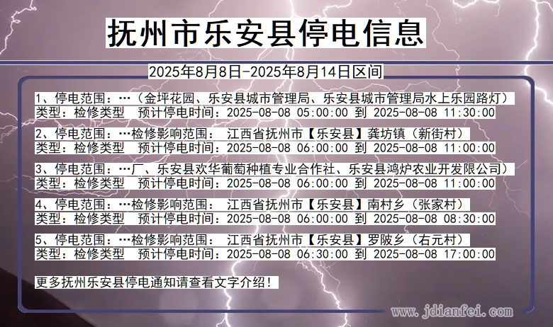 江西省抚州乐安停电通知