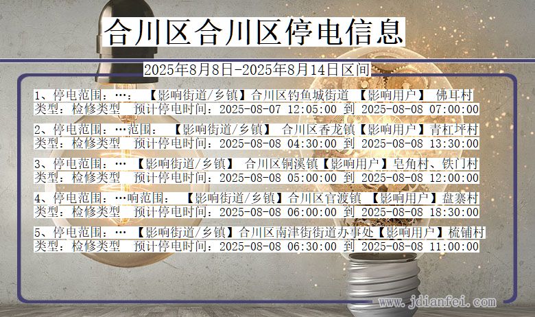 重庆市合川区合川停电通知
