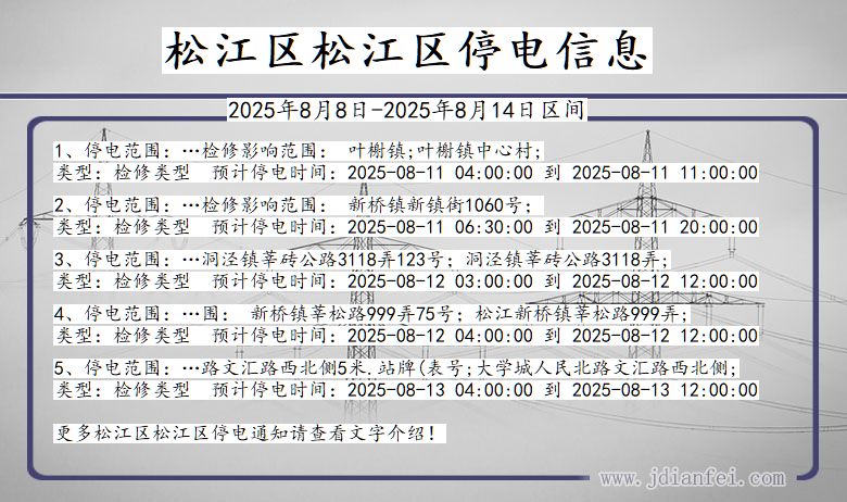 上海市松江区松江停电通知