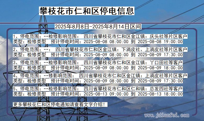 四川省攀枝花仁和停电通知