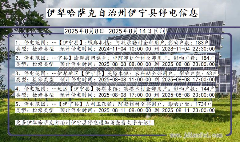 伊犁哈萨克自治州伊宁停电通知 新疆维吾尔自治区伊犁哈萨克自治州伊宁停电通知