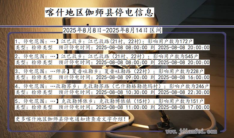 喀什地区伽师停电通知 新疆维吾尔自治区喀什地区伽师停电通知