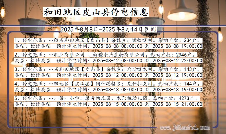 新疆维吾尔自治区和田地区皮山停电通知