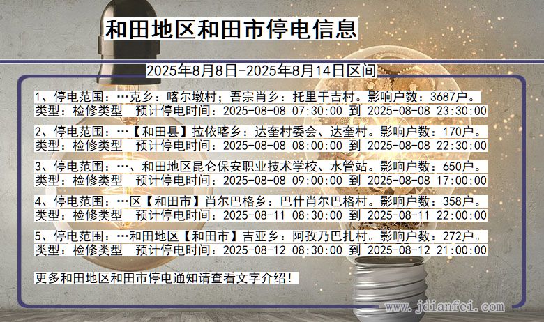 新疆维吾尔自治区和田地区和田停电通知