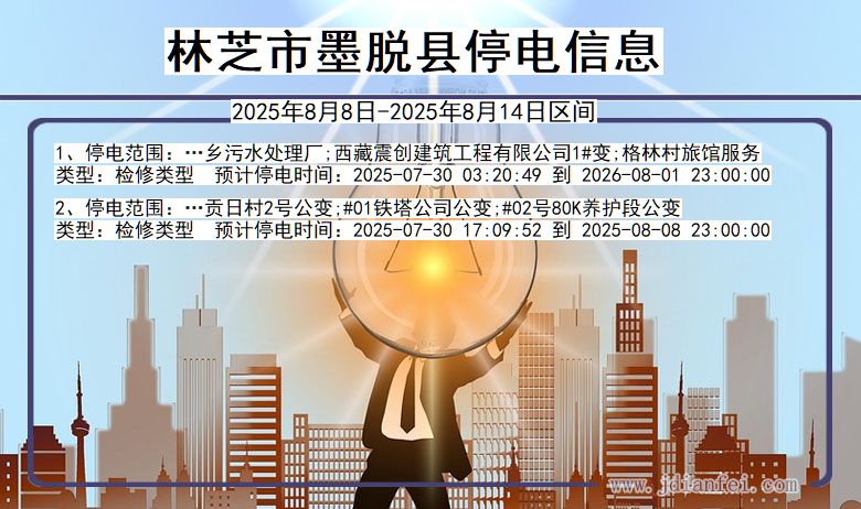 林芝墨脱停电通知 西藏自治区林芝墨脱停电通知
