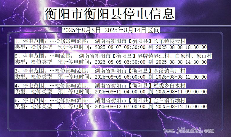 衡阳衡阳停电通知 湖南省衡阳衡阳停电通知