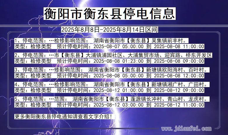 湖南省衡阳衡东停电通知
