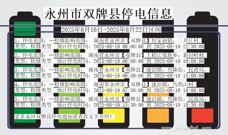 湖南省永州双牌停电通知